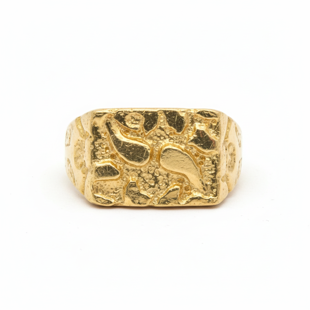 10K Solid Gold Nugget Ring - Size 9