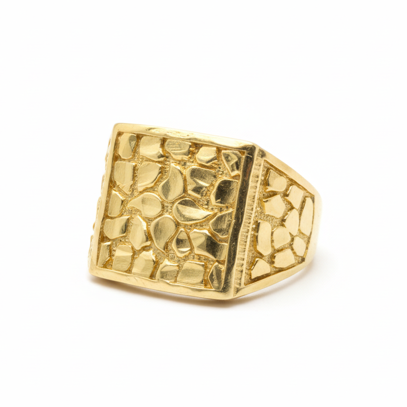 10K Solid Gold Nugget Ring - Size 7