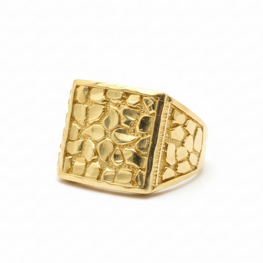 10K Solid Gold Nugget Ring - Size 7