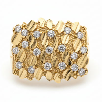 10K Solid Gold Nugget Ring - Size 10.5