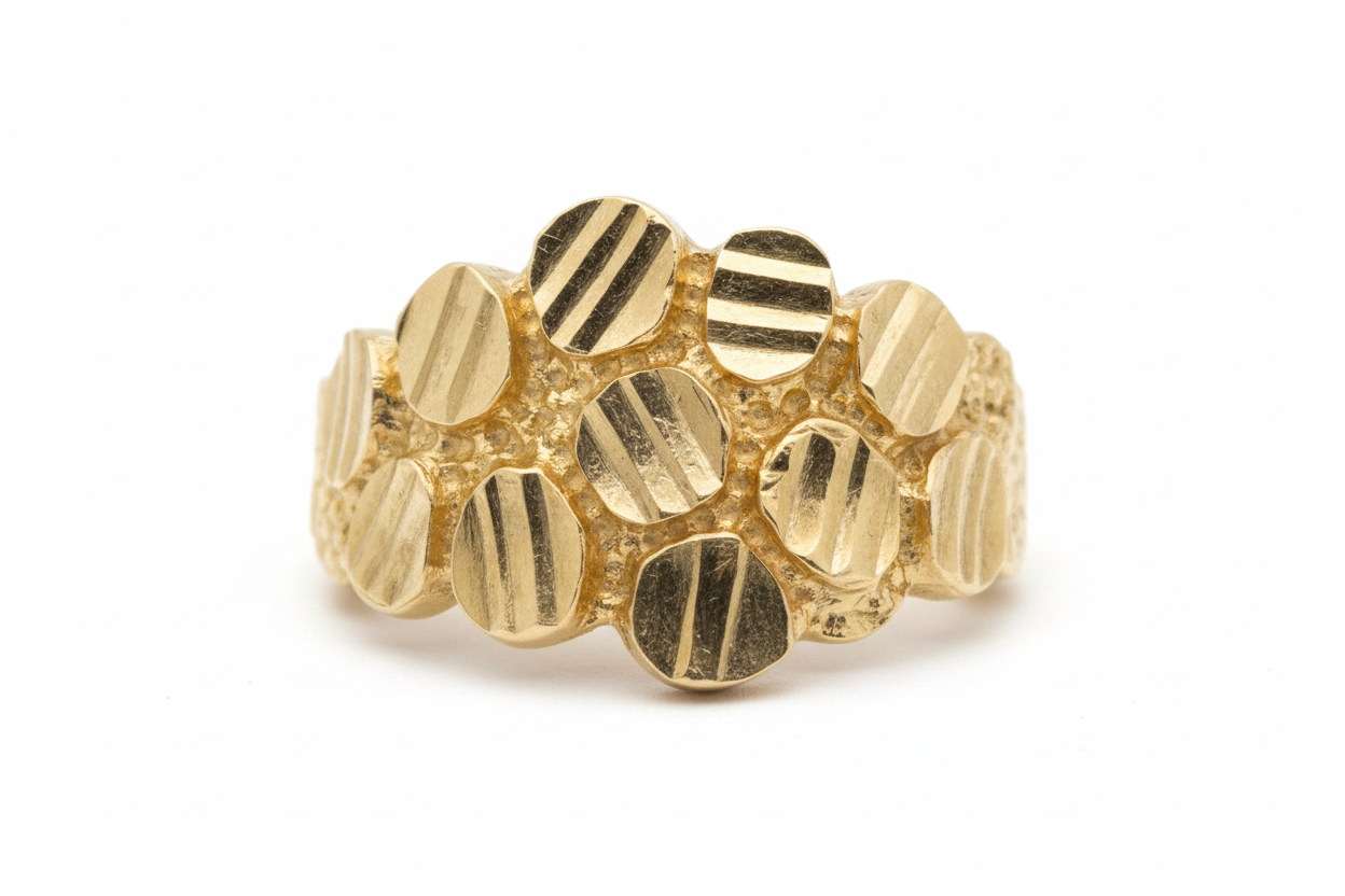 10K Solid Gold Nugget Ring - Size 11