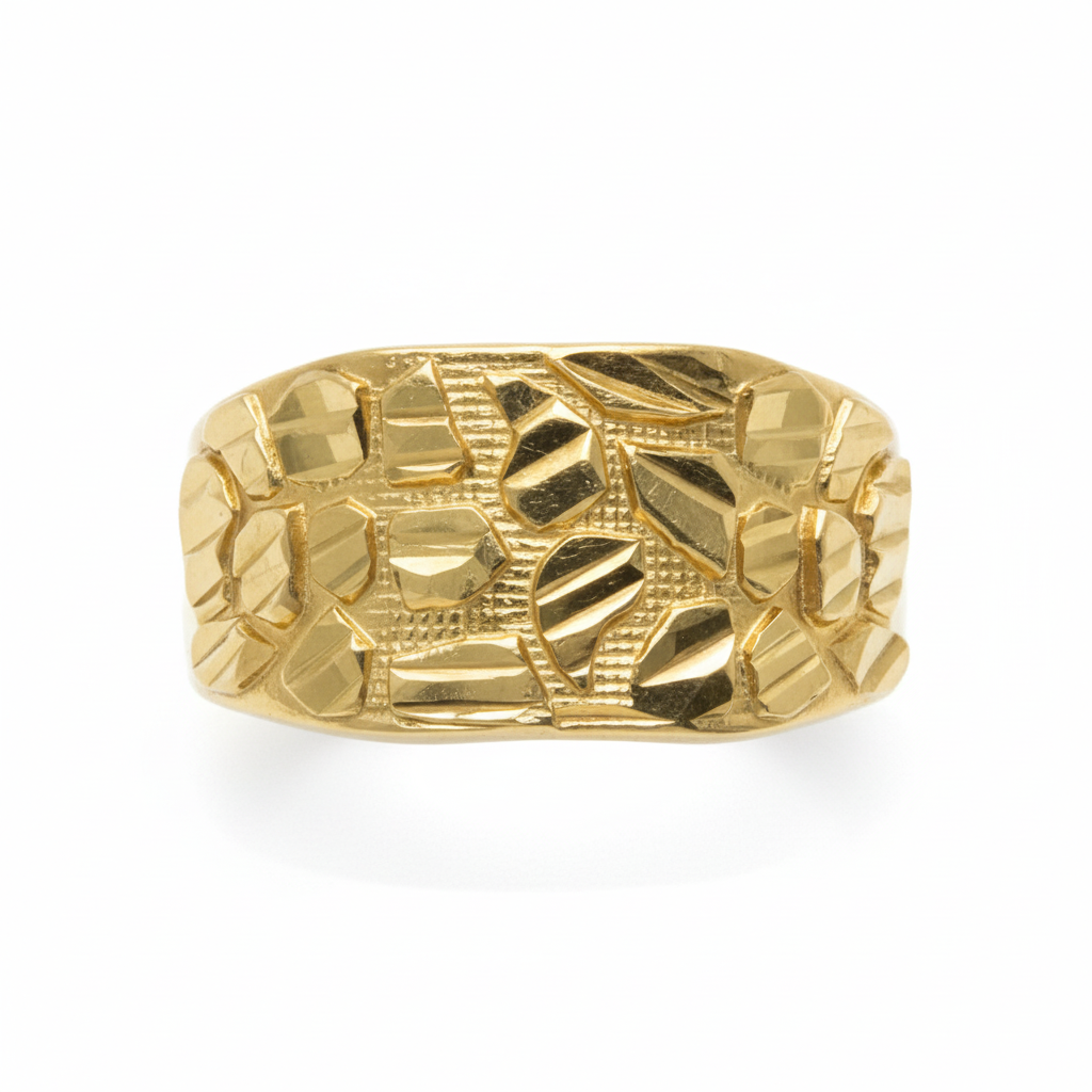 10K Solid Gold Nugget Ring - Size 9