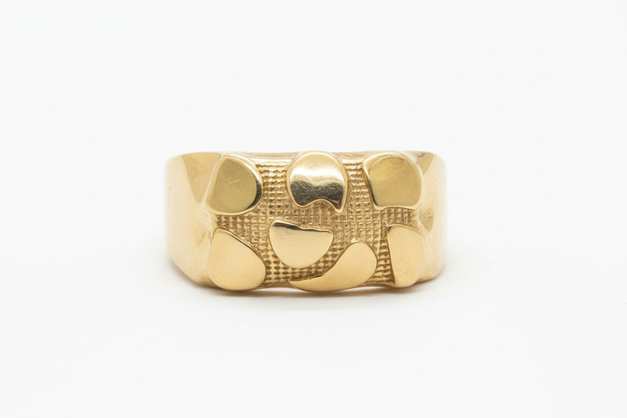 10K Solid Gold Nugget Ring - Size 10