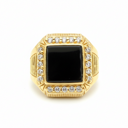 10K Solid Gold Black Onyx Ring - Size 11