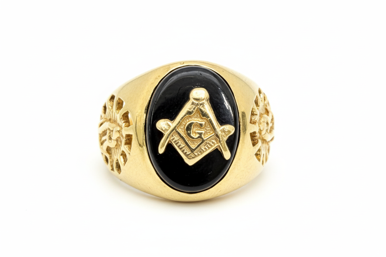 14K Solid Gold Masonic Ring Size 8