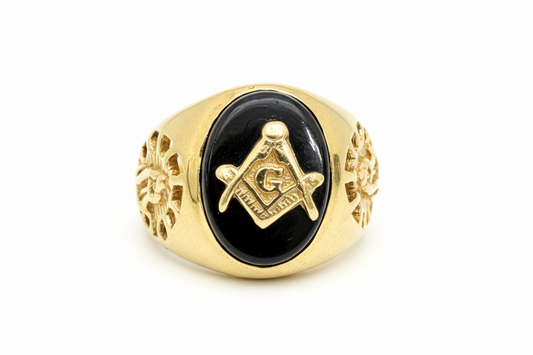 14K Solid Gold Masonic Ring Size 8