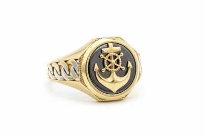 10K Solid Gold Anchor Ring - Size 11.5