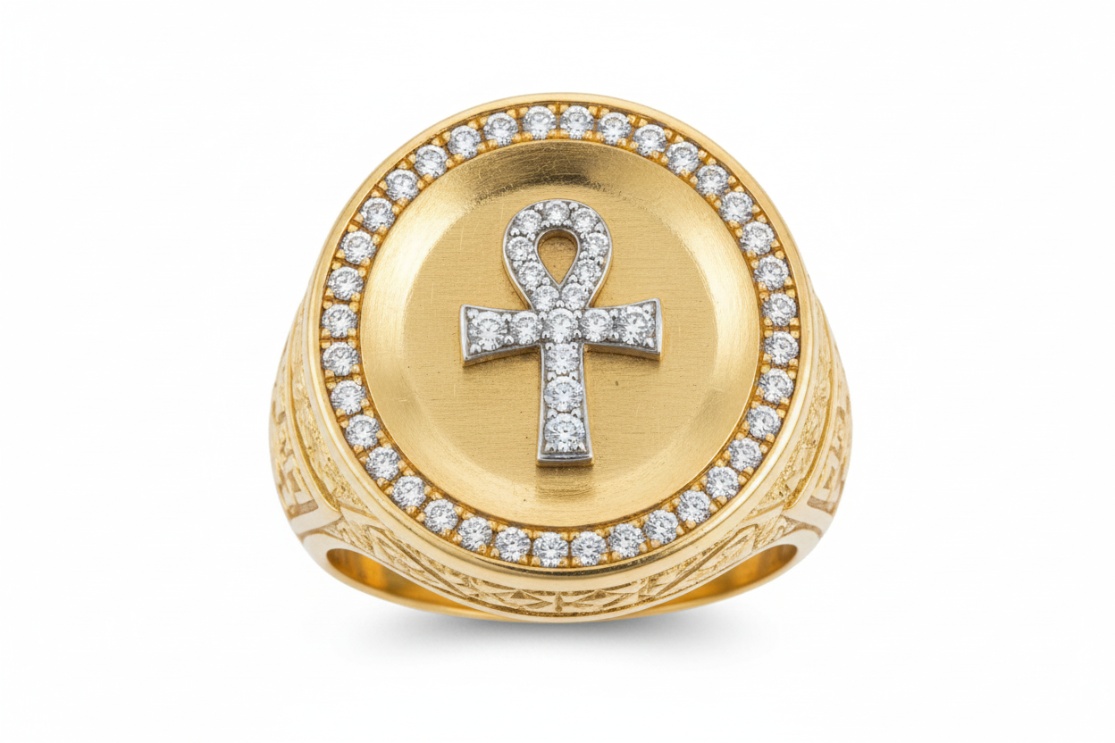 10K Solid Gold Ankh Ring -Size 9