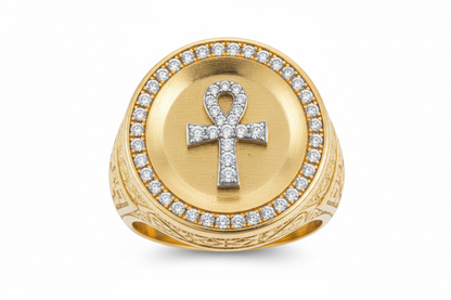 10K Solid Gold Ankh Ring -Size 9
