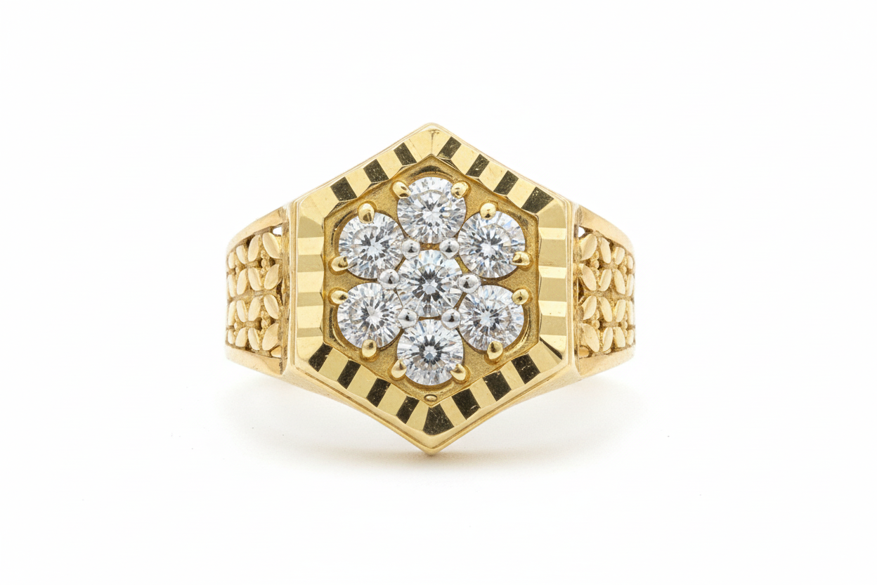 10K Solid Gold Glacier Stone Ring - Size 11