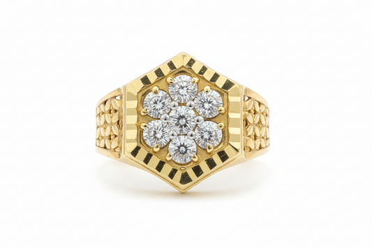 10K Solid Gold Glacier Stone Ring - Size 11
