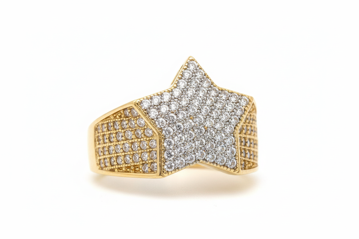 10K Solid Gold Glacier Star Ring - Size 10