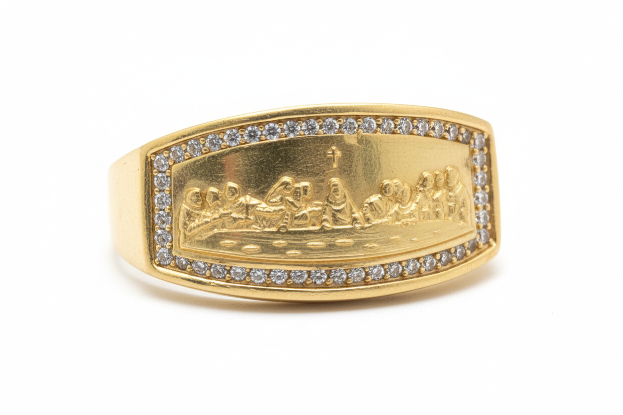 10K Solid Gold Last Supper Gold Ring - Size 10