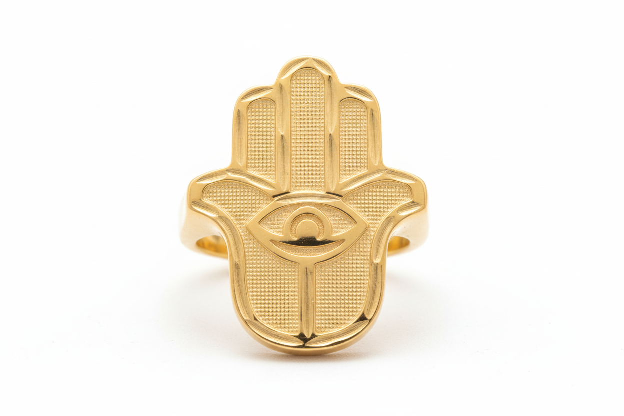 10k Gold Hamza Ring - Size 8.5