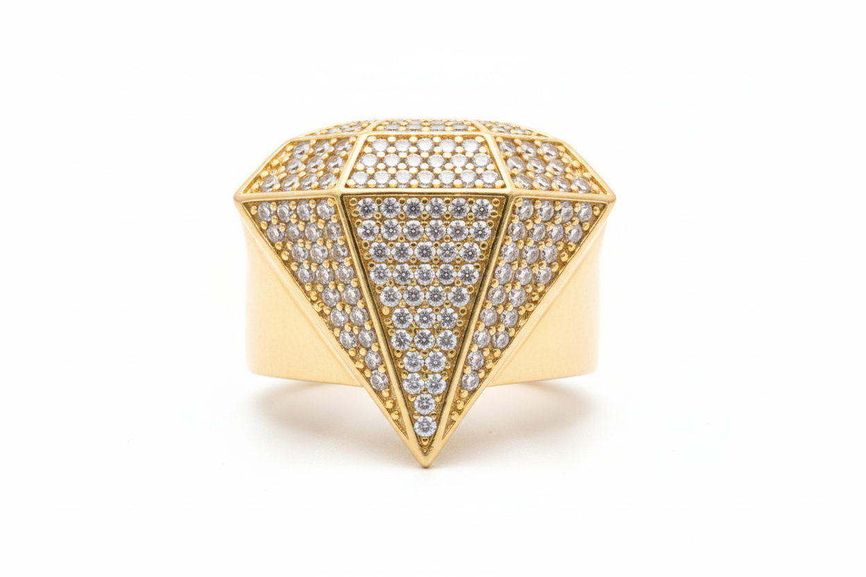 10K Solid Gold Diamond Style Ring - Size 10.5