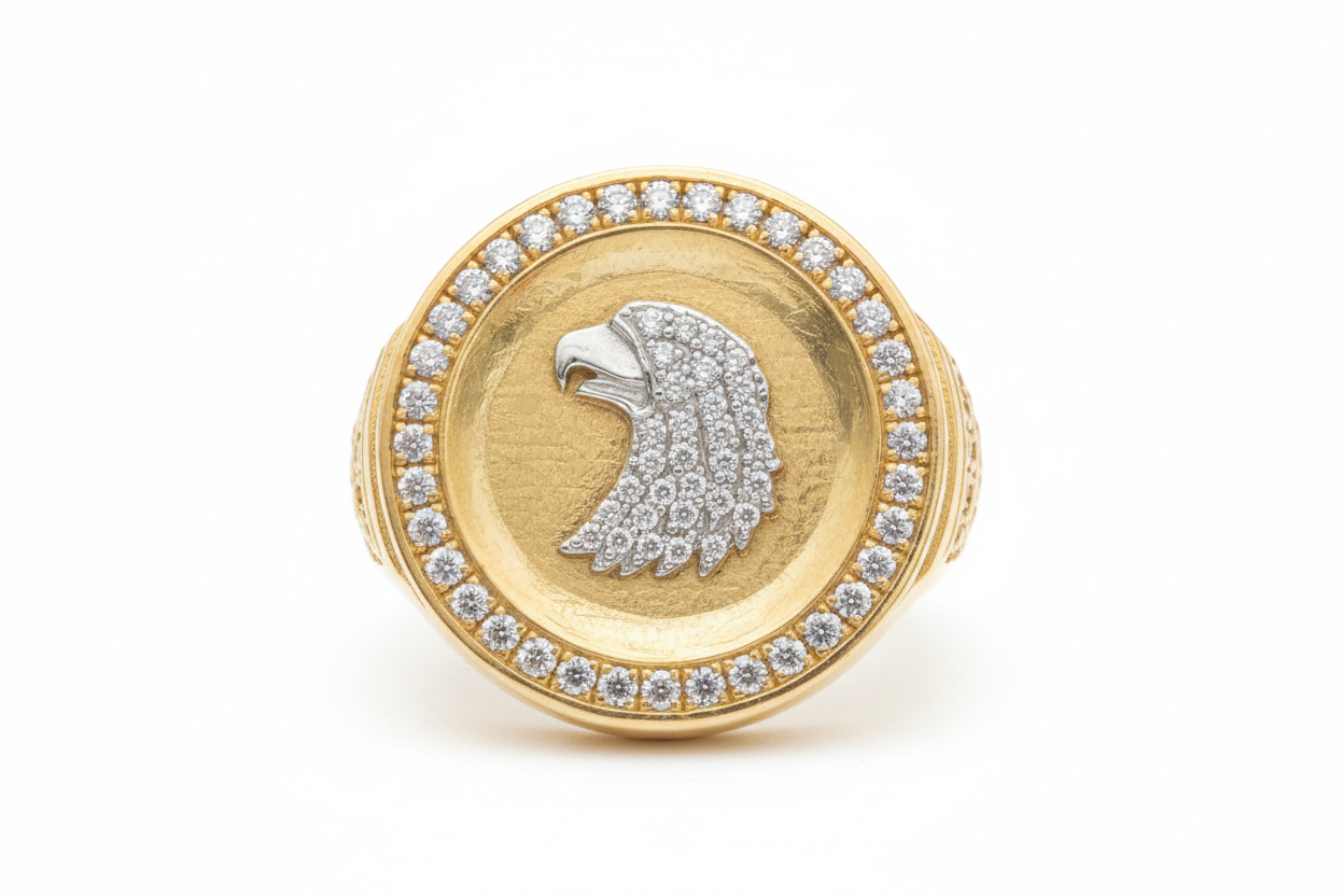10K Solid Gold Glacier Eagle Ring - Size 10
