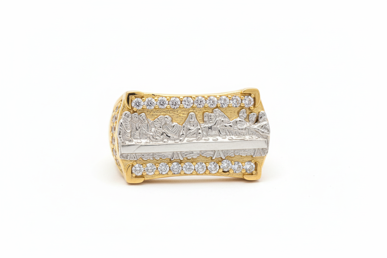 10K Solid Gold Last Supper Ring - Size 10.5