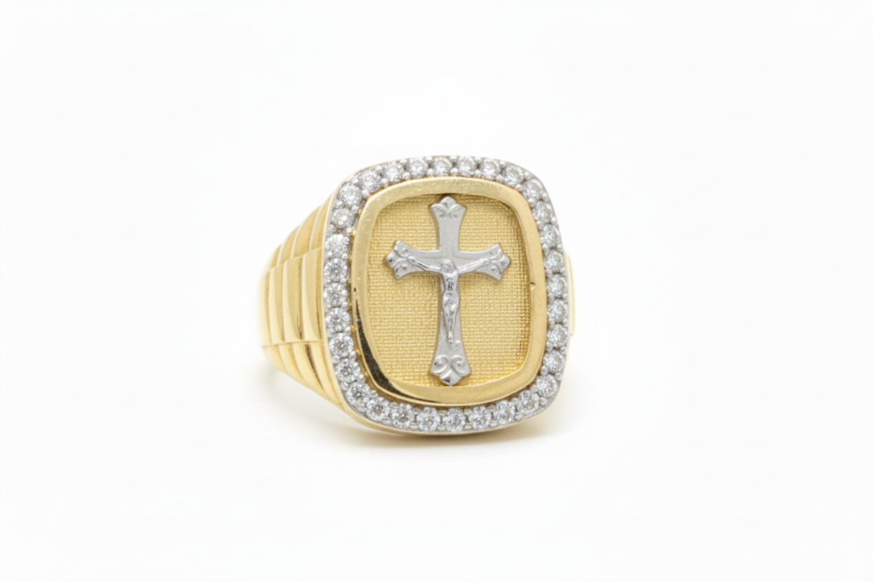 10K Solid Gold Cross Ring - Size 10