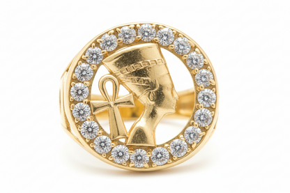 10K Solid Gold Nefertiti Ring - Size 11