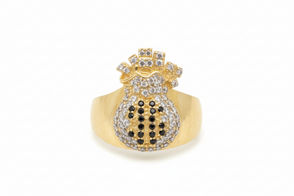 10K Solid Gold Money Bag Ring - Size 10