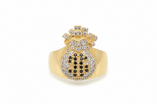10K Solid Gold Money Bag Ring - Size 10