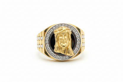 10K Solid Gold Jesus Head Ring - Size 10.5
