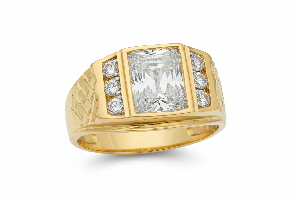 10K Solid Gold 3 Stone Glacier Ring - Size 10