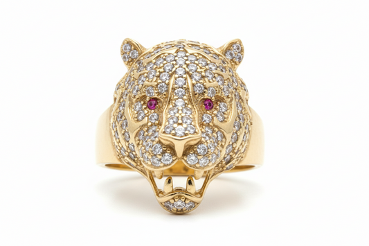10K Solid Gold Panther Ring - Size 10