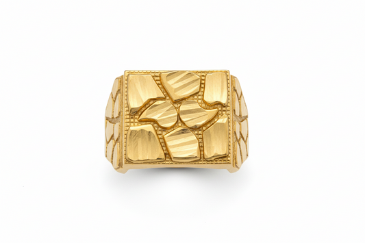 10K Solid Gold Nugget Ring - Size 9.5