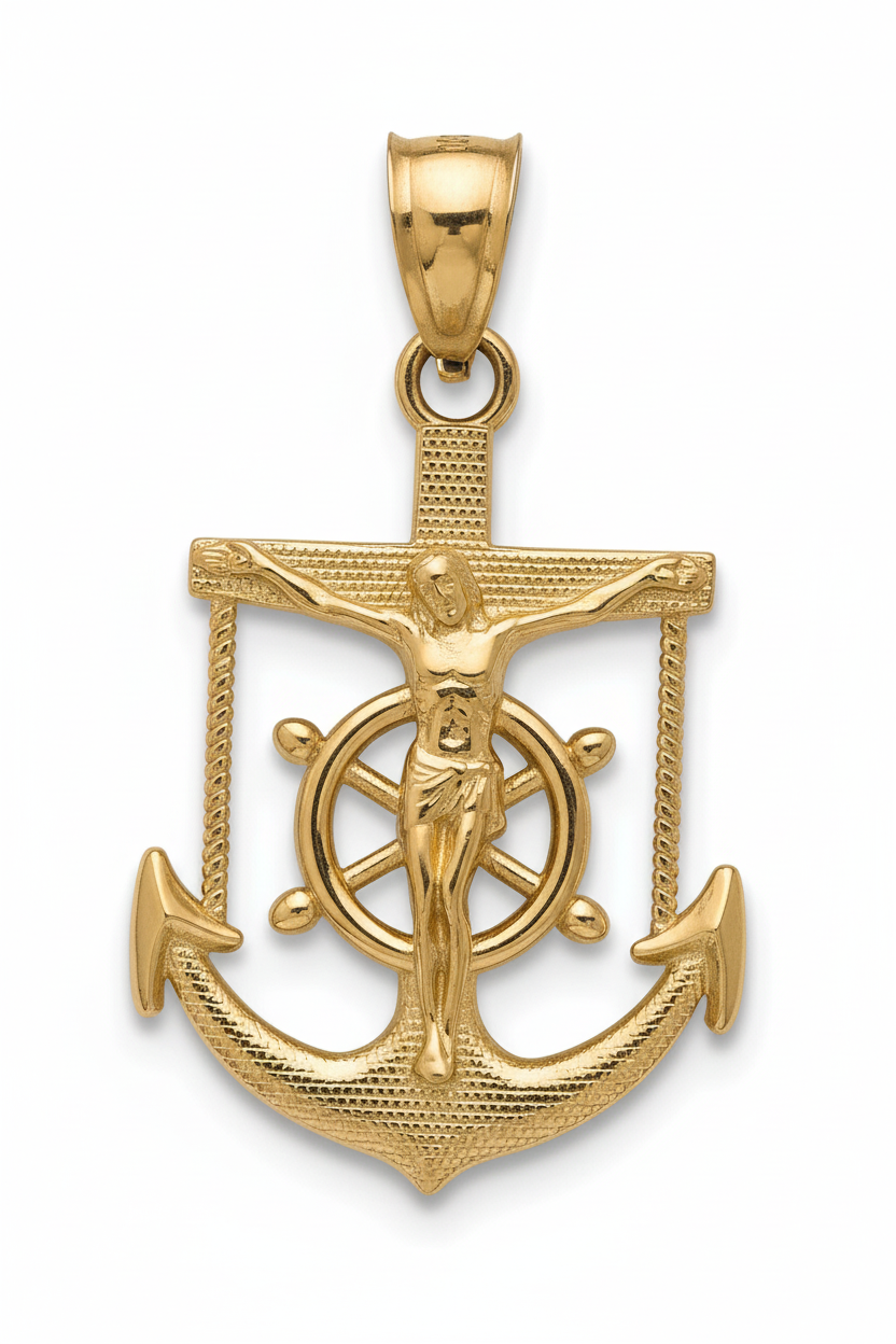 10K Anchor Pendant