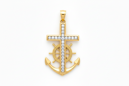 10K Anchor Cross Pendant
