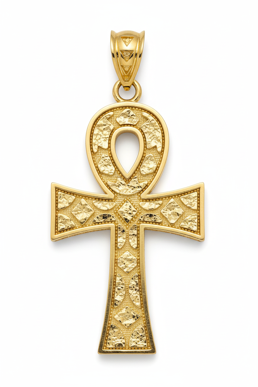 10K Nugget Ankh Pendant