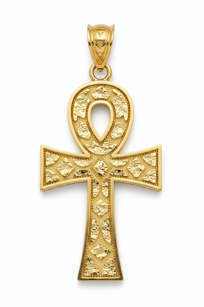 10K Nugget Ankh Pendant