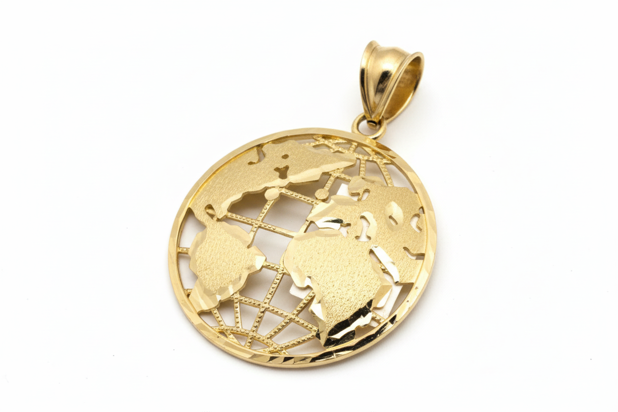 10K Gold World Pendant (Big)