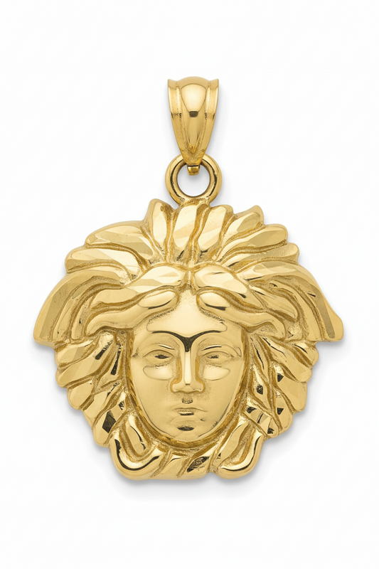 10K Gold Medusa Head Pendant