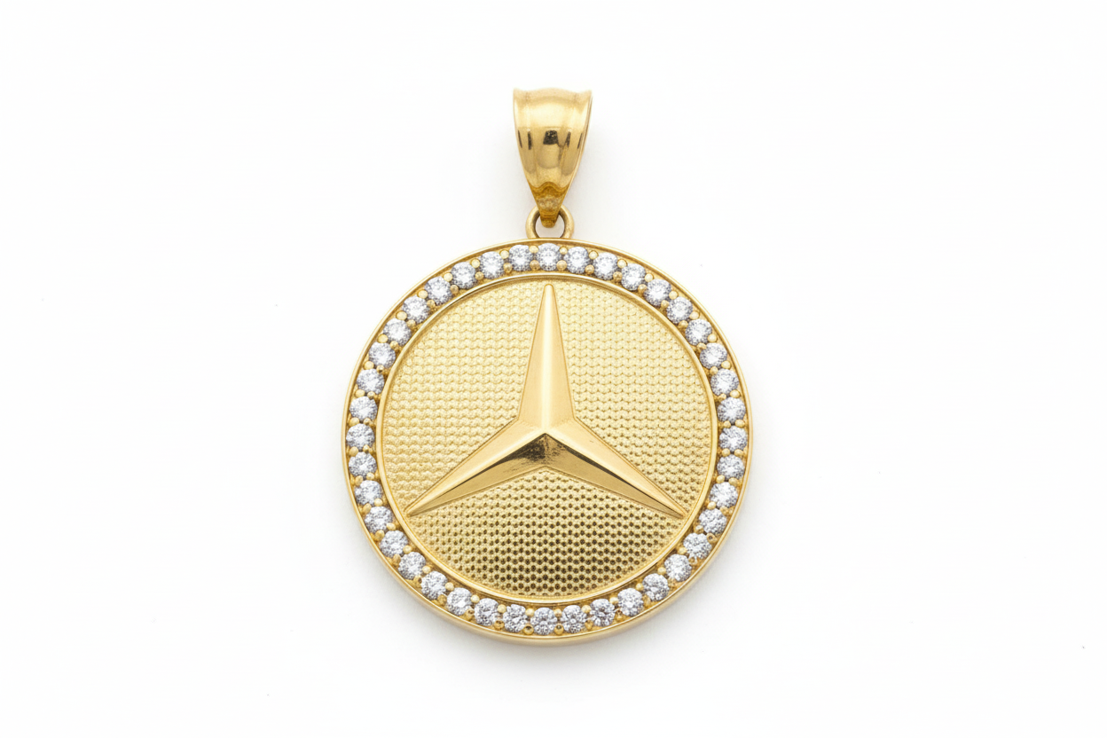 10K Gold Mercedes Logo Pendant