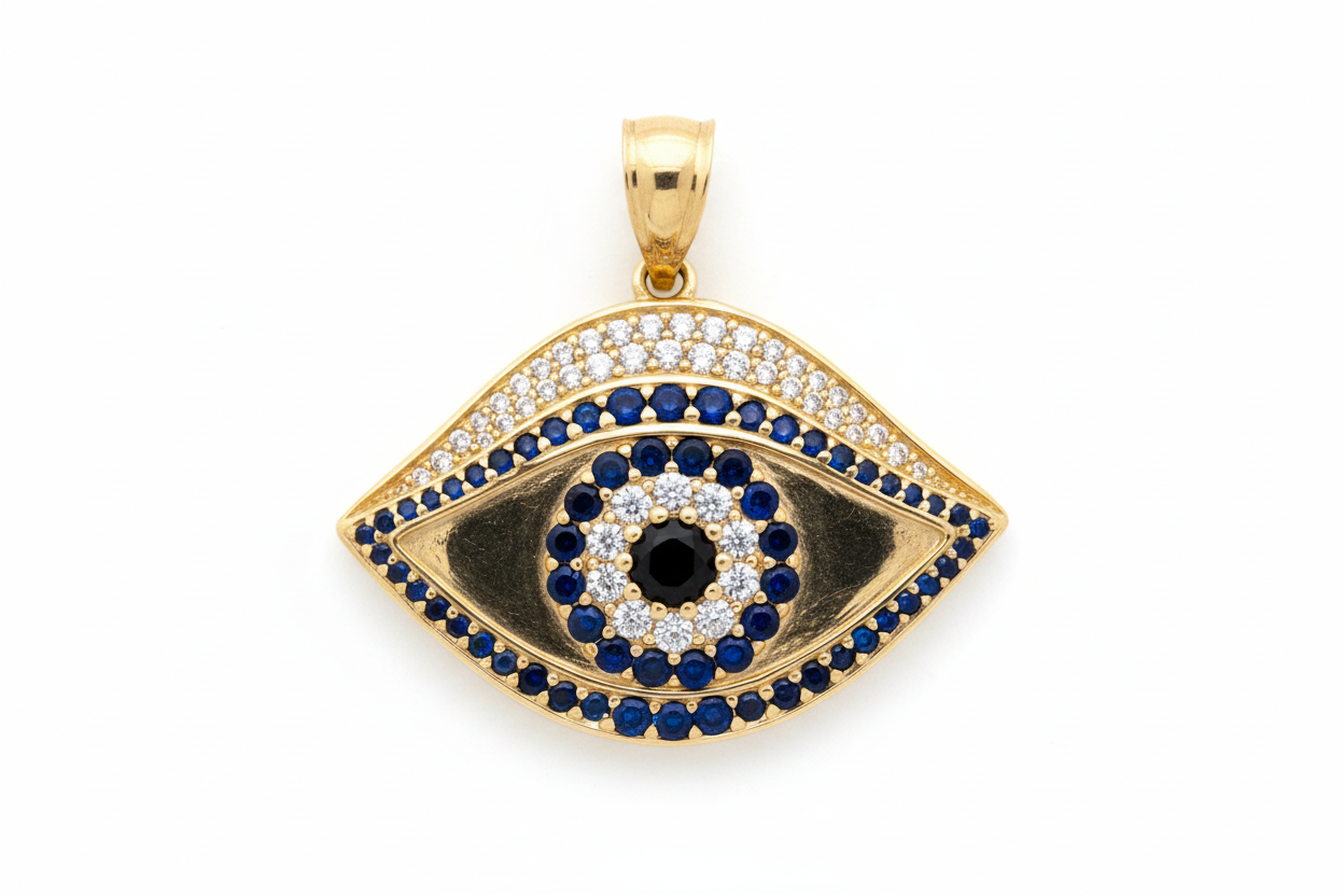 10K Gold Evil Eye Pendant