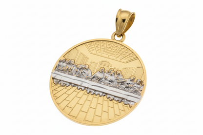 10K Gold Last Supper Circle Pendant (Medium)