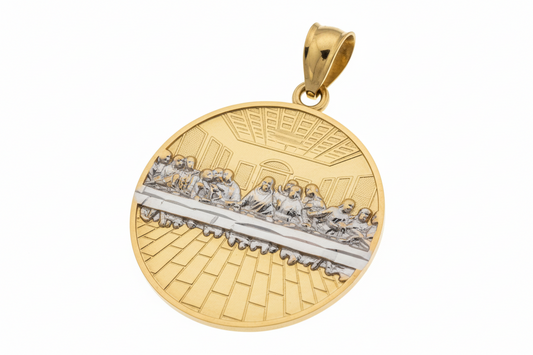 10K Gold Last Supper Circle Pendant (Medium)