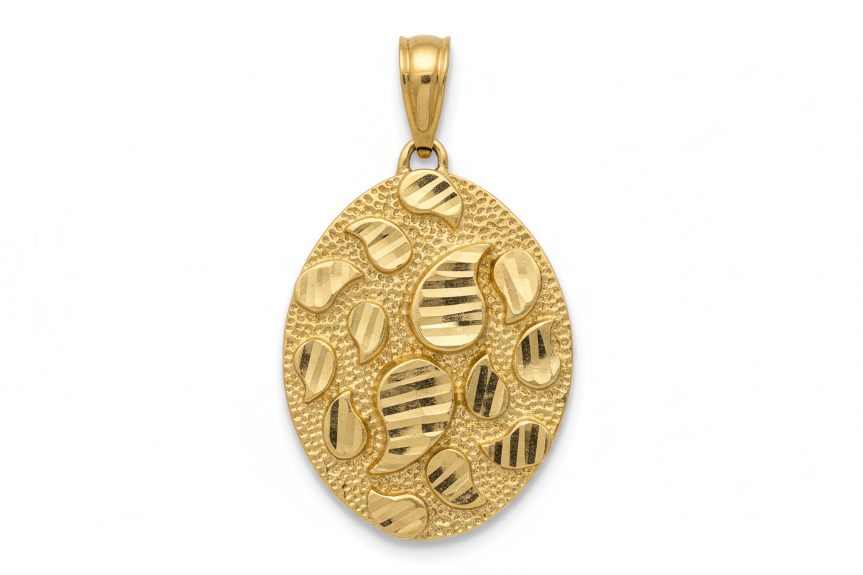 10K Gold Oval Nugget Pendant