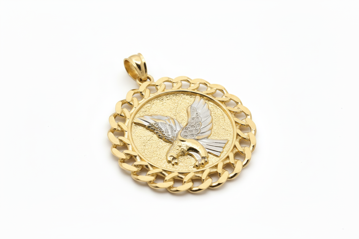 10K Eagle Circle Pendant
