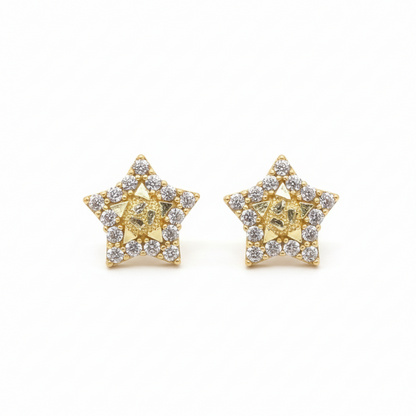 10K Glacier Cut Star Nugget Earrings