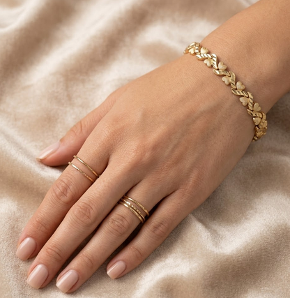 10K Solid Gold Flow Heart Bracelet - 7 Inches