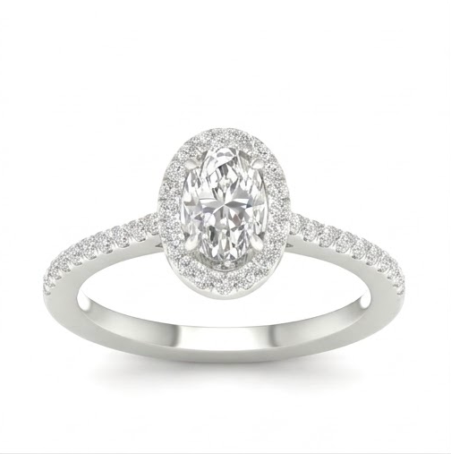 14K White Gold Oval Diamond Ring 1.25 CT Lab Grown