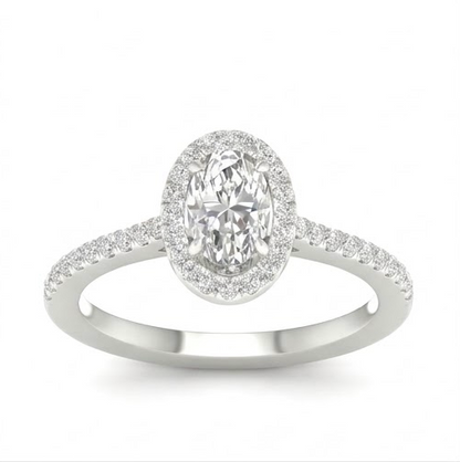 14K White Gold Oval Diamond Ring 1.25 CT Lab Grown