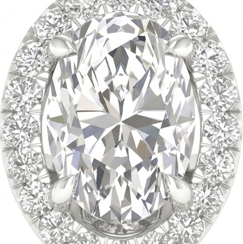 14K White Gold Oval Diamond Ring 1.25 CT Lab Grown