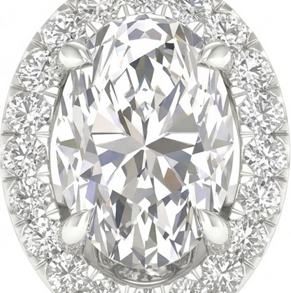 14K White Gold Oval Diamond Ring 1.25 CT Lab Grown