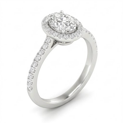 14K White Gold Oval Diamond Ring 1.00 CT Lab Grown