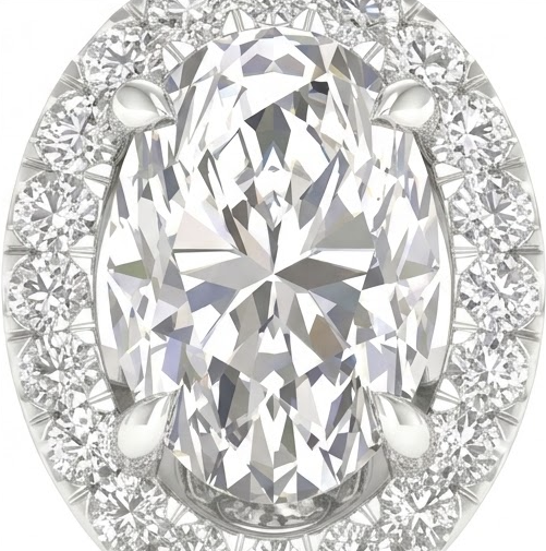 14K White Gold Oval Diamond Ring 1.00 CT Lab Grown