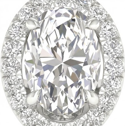 14K White Gold Oval Diamond Ring 1.00 CT Lab Grown